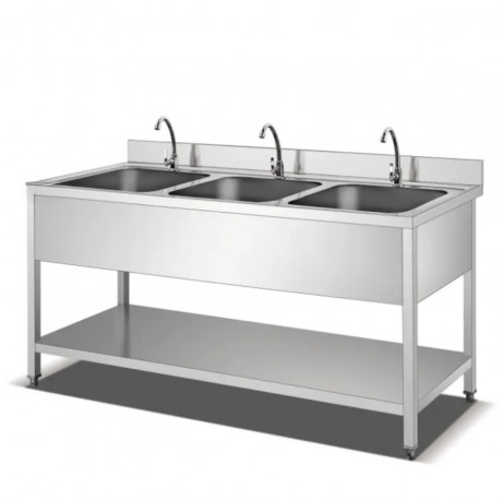 Bmax WES1980, Stainless Steel Triple Sink Table, WBSX·l80A