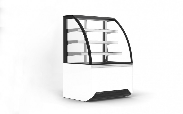 Jordao VISTASMC850, Grab & Go Base with 3 Shelves Display Curved Glass, 850mm