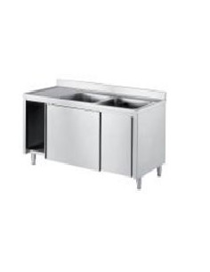 Buy Elite World LL3/14A, Upstand Stainless Steel 2 Sinks, Left Hand Draining Board with Base Cabinet