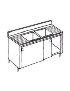 Buy Elite World LL5/24A, Upstand Stainless Steel 2 Sinks, Left Hand and Right Hand Draining Board with Base Cabinet