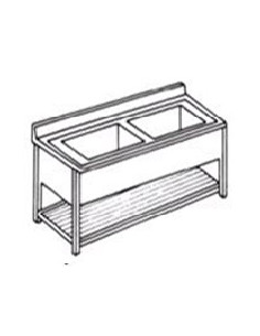 Buy Elite World SB1/12A, Upstand Stainless Steel, 2 Sinks with Single Shelf, 1200 Width