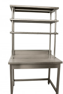 Buy stainless steel work table with an overhead shelf (or double shelf).(Price negotiable contact 0559990549)