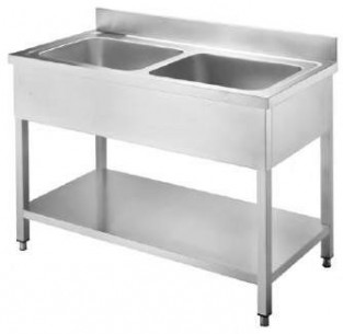 Buy Omaj STD02-147M2-304, Double Sink Unit with Backsplash and Undershelf, 140 cm