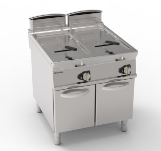 Buy Tecnoinox FRV81FG9T, Two Wells, Freestanding Gas Fryer on Closed Cabinet, 21 + 21 Liters