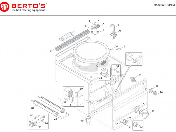 Buy Bertos G9 P15I, Gas Indirect Boiling Pan, 150 Liters, Autoclave