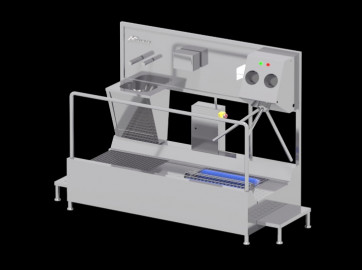 Buy Hygiene station with access control and single hand wash sink with pass through shoe cleaner with hand disinfection