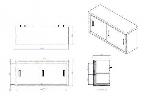 Buy Miran SWC134060SM, Stainless Steel Wall Mounted Cabinet With Slide Doors And Mid shelf