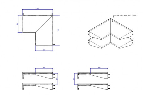Buy Miran MIR-REDBAZEL-P4, S/S Wall Mounted Shelf, 2 Tier, L Shape
