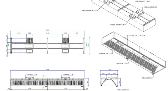 Buy Miran SDW551250, S/S Double Skin Wall Mounted Type Exhaust Hood Without Fire Protection System