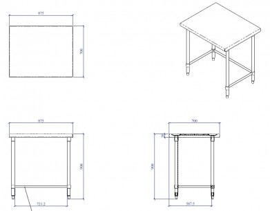 Buy Miran STS887090BB, S/S Island Table with Brace