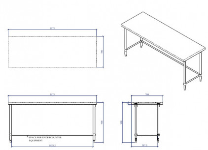 Buy Miran STS207090BB, S/S Island Table with Brace