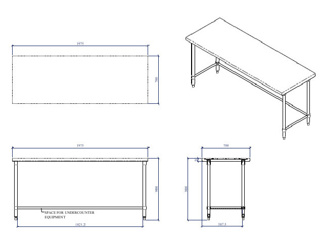 Buy Miran STS207090BB, S/S Island Table with Brace