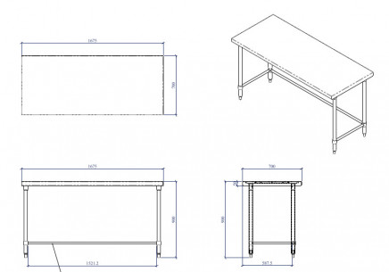 Buy Miran STS177090BB, S/S Island Table With Brace