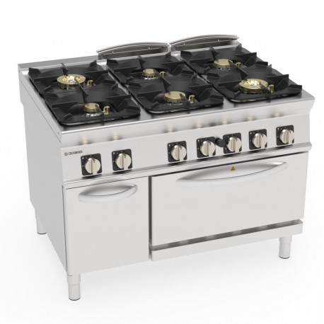Buy Tecnoinox PFH12GG9, 6 Burners Gas Boiling Top, Static Oven, Cabinet With Door