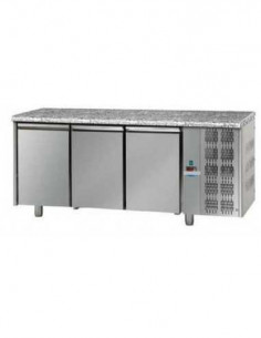 Buy Tecnodom TF03MIDGN, 3-Door Undercounter Chiller with Granite Top - 460L Commercial Refrigerator