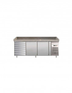 Buy Tecnodom PZ03EKOC6SX, Commercial Refrigerated Pizza Prep Counter 2 Doors 6 Drawers GN 1/1
