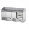 Buy Tecnodom SL03C6, Commercial 3-Door Pizza Prep Saladette with Granite Top, Refrigerated Topping Rail - 350L