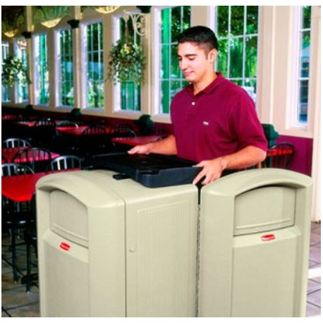 Buy Rubbermaid - FG396358BEIG - Landmark Waste Container With Tray Top